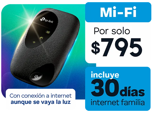 Mi-Fi por solo $795, incluye 30 días familia