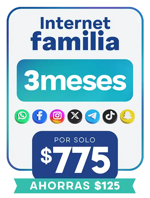 Internet Familia 3 meses por $775, ahorras $125