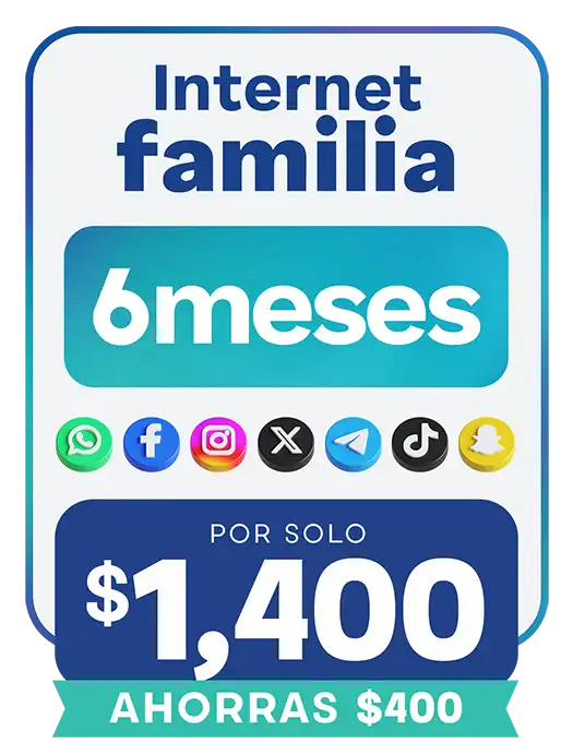 Internet Familia 6 meses por $1400, ahorras $400