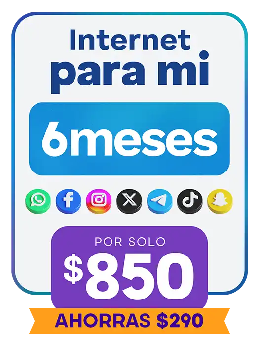Internet para mí 6 meses por $850, ahorras $290